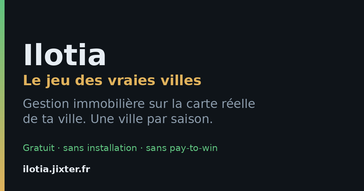 Ilotia, jeu de gestion immobilière géolocalisé sur la vraie carte des villes françaises